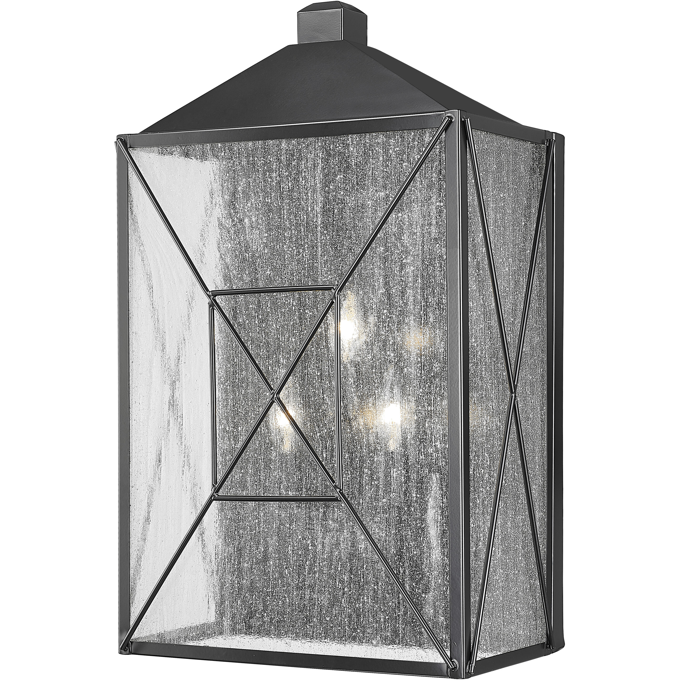 Caswell 3 Light 22 inch Powder Coated Black Outdoor Wall Sconce